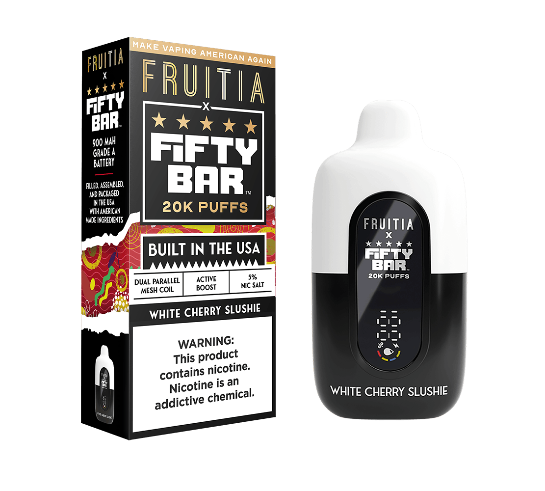 White Cherry Slushie | Fruitia x Fifty Bar 20K Disposable | FRUITIA White Cherry Slushie | Fruitia x Fifty Bar 20K Disposable | FRUITIA