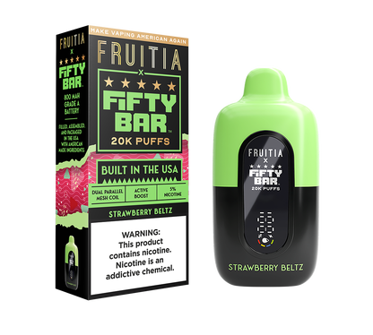 Strawberry Beltz | Fruitia x Fifty Bar 20K Disposable | FRUITIA Strawberry Beltz | Fruitia x Fifty Bar 20K Disposable | FRUITIA